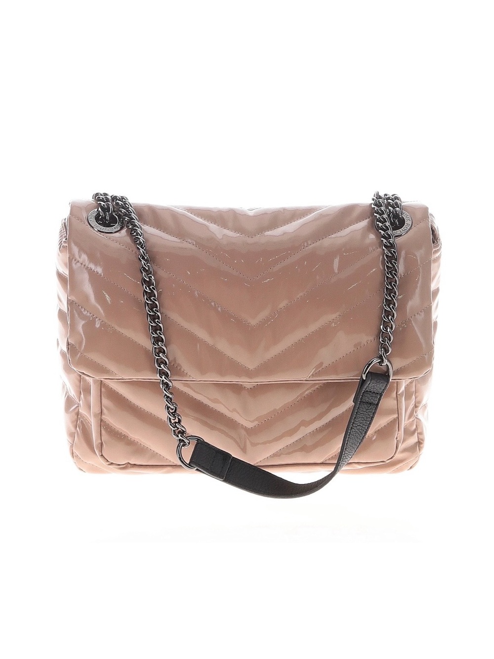 THINK ROYLN Quilted Patent Shoulder Bag in Beige